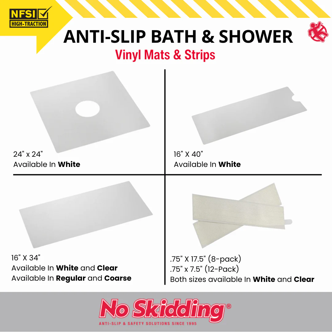Anti-Slip Vinyl Bath & Shower Mats (2 Pack)